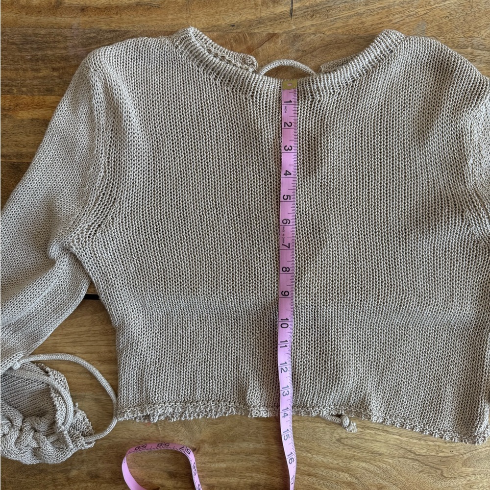 Lace-Up Knit Top, Tan/Sand, Zara, M - Picture 9 of 10
